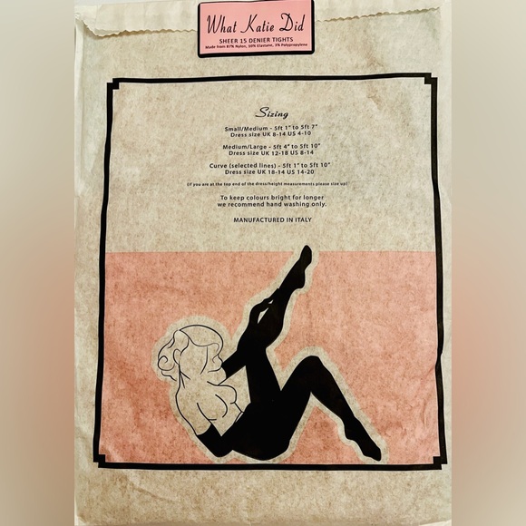 What Katie Did Champagne Tights with Latte Seam S/M. New In Package - Picture 8 of 8